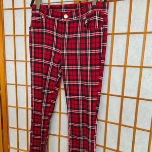 Faded Glory Stretch Red Plaid straight leg junior pants